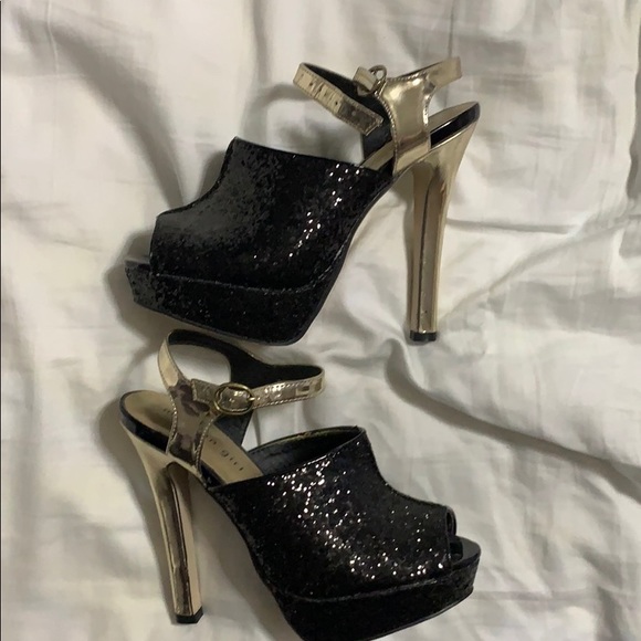 Madden Girl glitter black & metallic platform shoe 6.5 - Picture 2 of 6